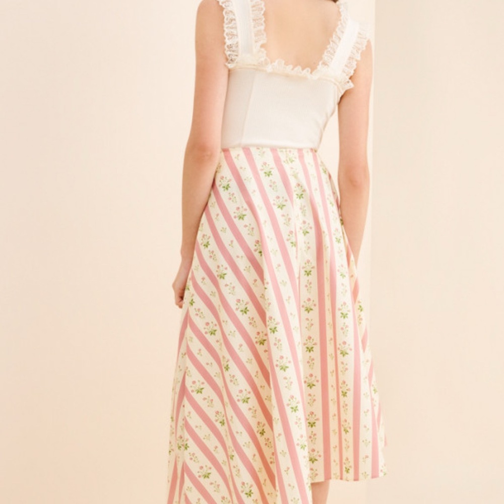 Anthropology WeWoreWhat Asymmetrical Floral Midi Skirt  Size 4 Color Lemon - Picture 2 of 13